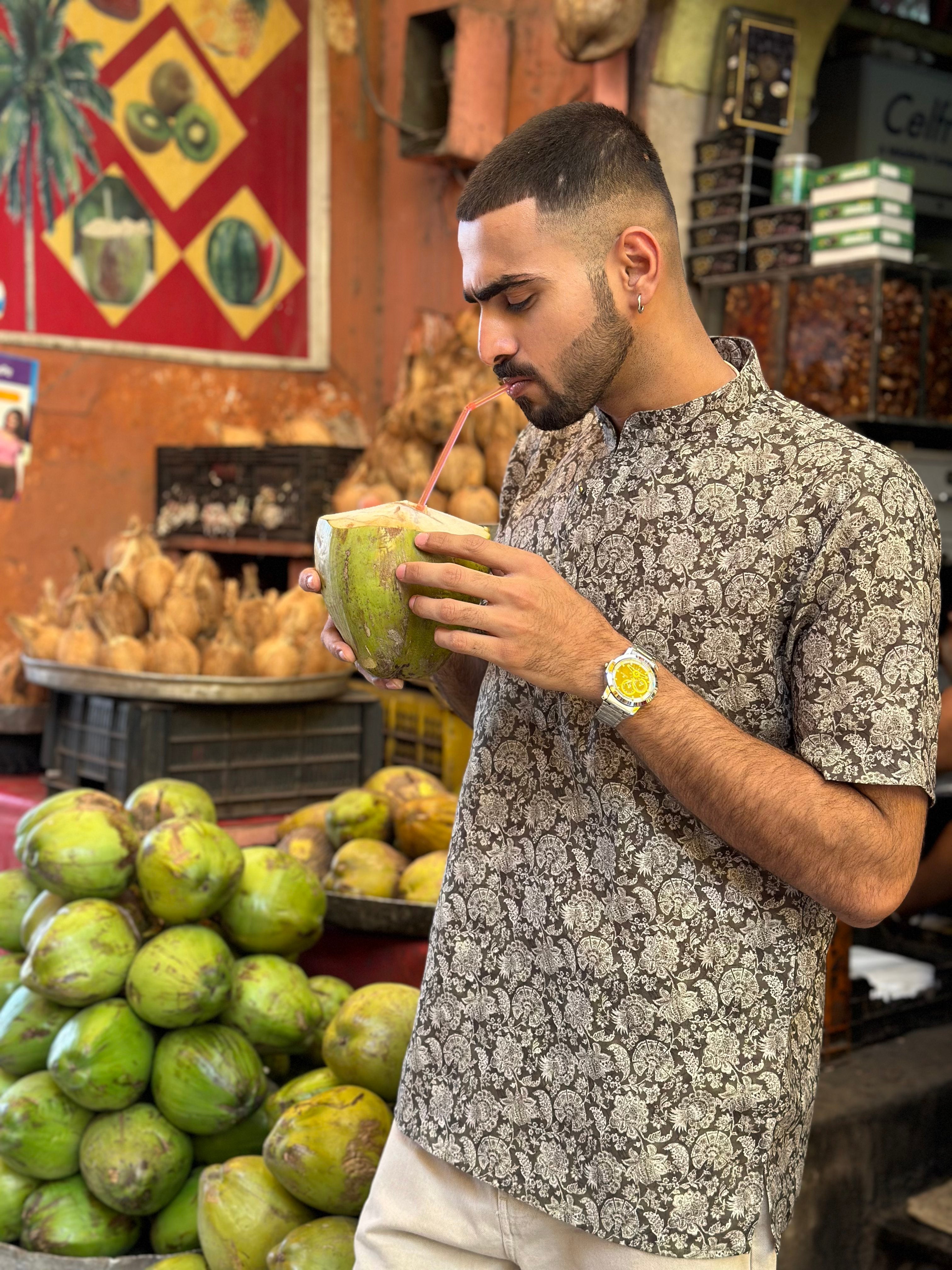Floral Print Shirt in Olive Green